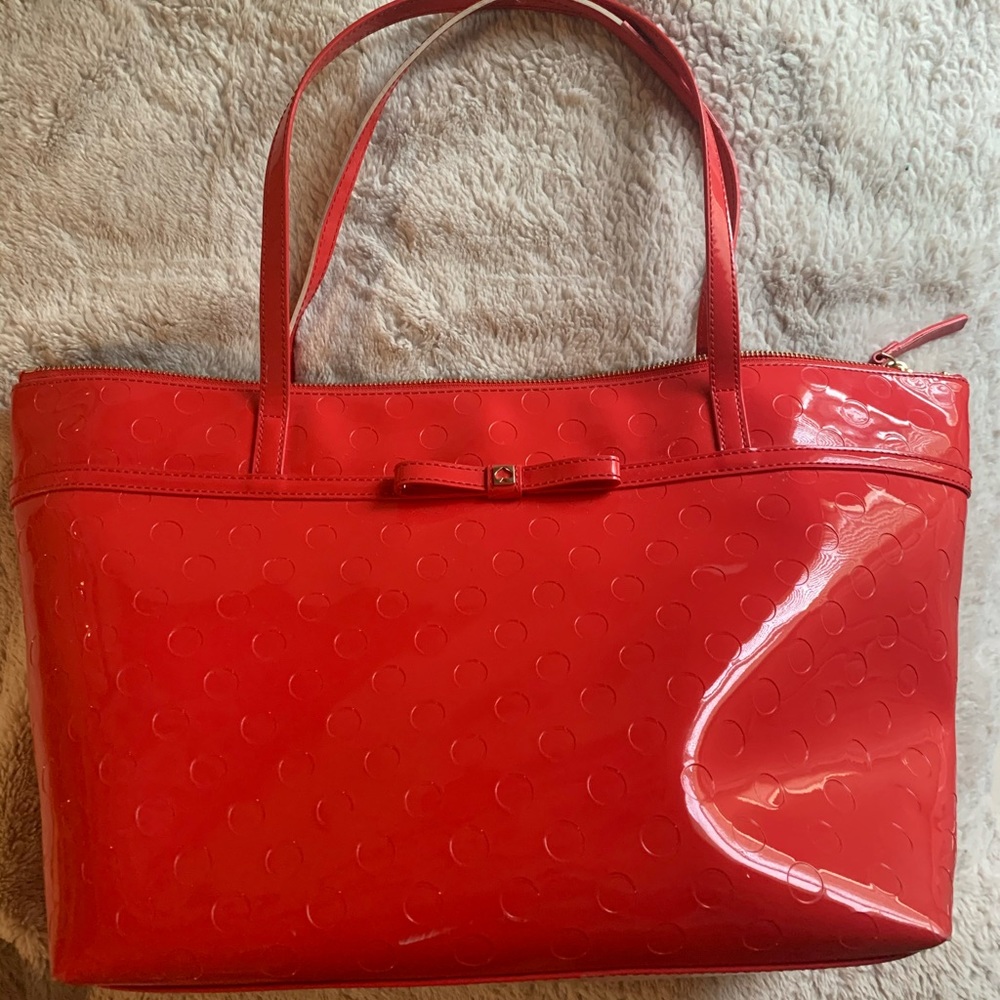 Kate Spade Red Metallic Sophie Tote Bag